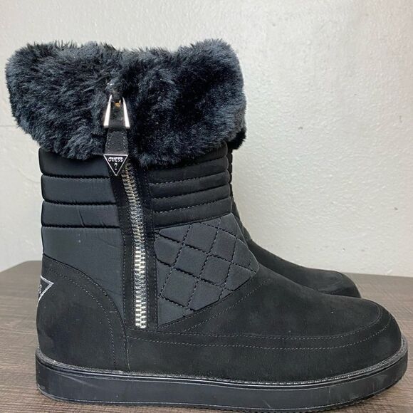 GUESS Womens Black Faux Fur Lined Boots Size 9 - Picture 2 of 10